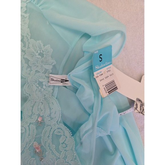Vtg NWT! 1980's Shadowline Seafoam Green Nylon Babydoll Nightgown & Robe Set S - Picture 7 of 16